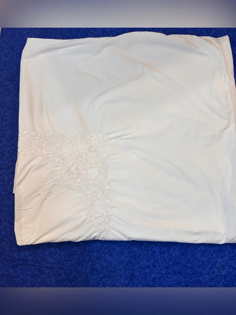 Hotel Collection Full/Duvet Cover 100% Cotton White Embroidered Cottage Core